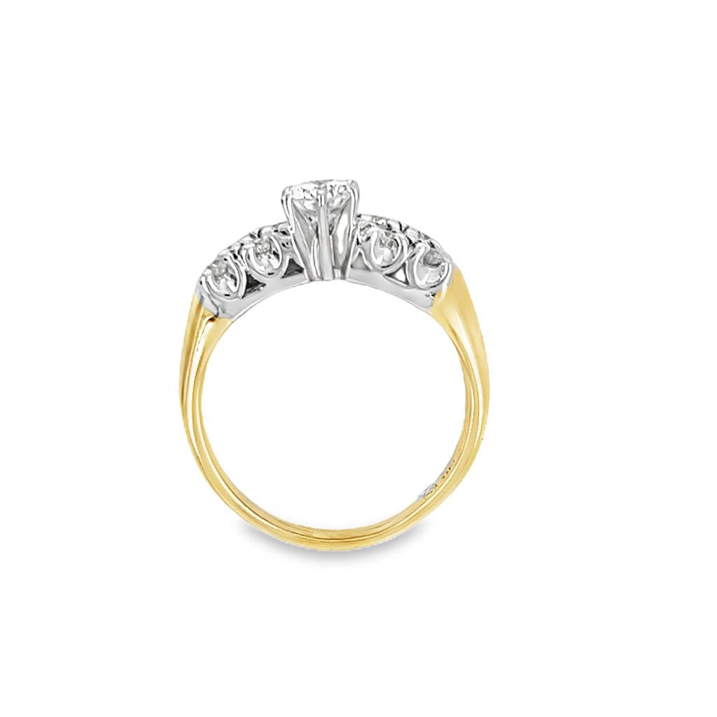 Estate Two-Tone Five Stone Diamond Wedding Set