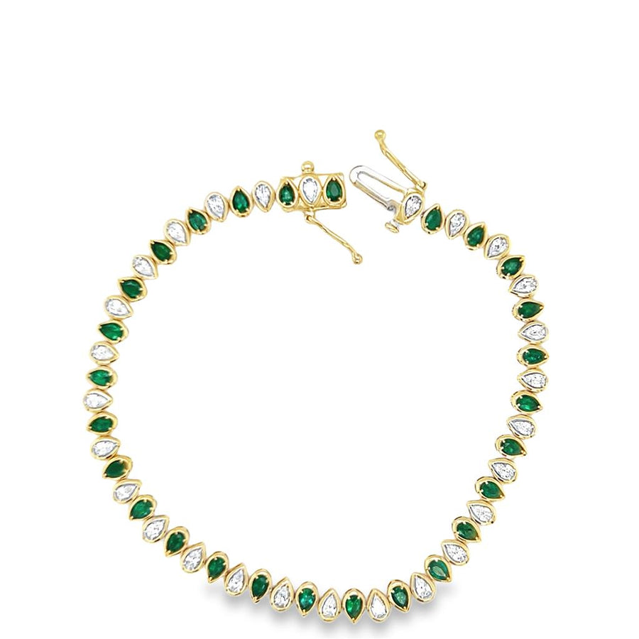 Yellow 14 Karat Pear Bezel Tennis Bracelet Length 7.5 27 = 1.662tw Pea