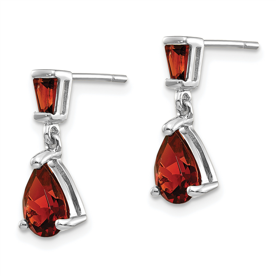 Quality Gold 14k White Gold Garnet Dangle Post Earrings