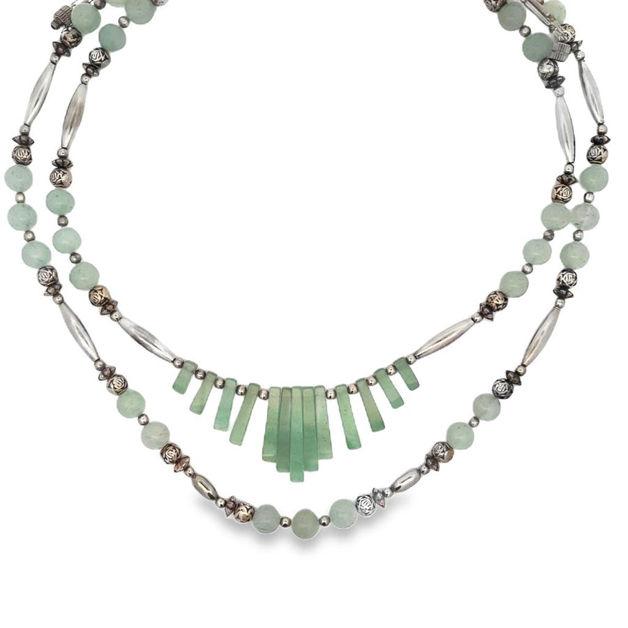 Estate Native American Double Strand Jade Necklace