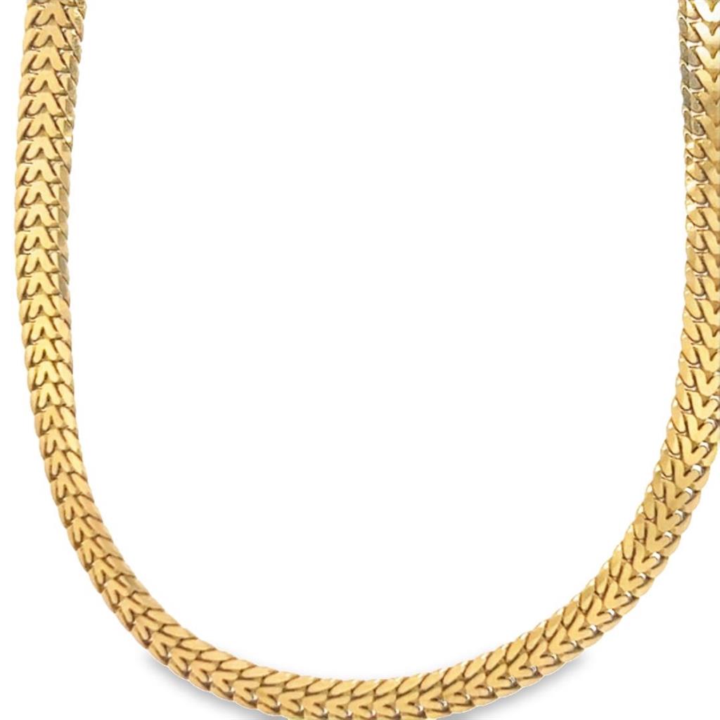 Yellow 14 Karat Herringbone Chain Estate Jewelry Length 20 Gram Weight: 13.1