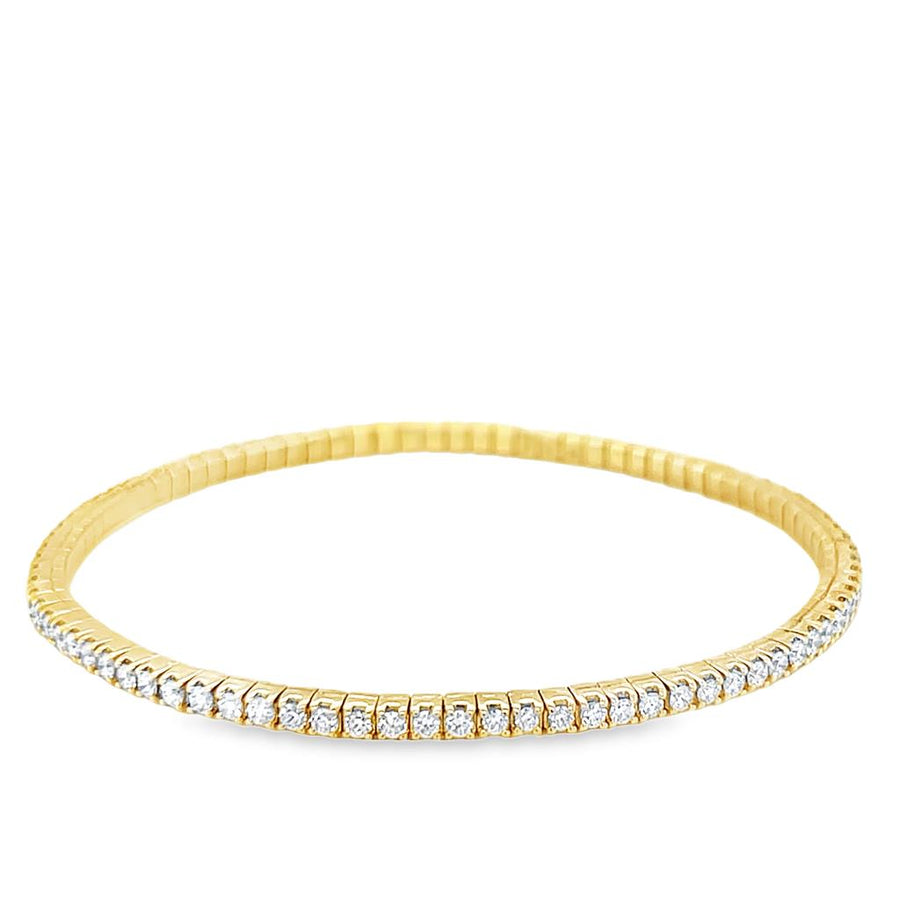 Lady's Yellow 18 Karat Stretchy Tennis Bracelet 86 = 2.12tw Round G/H