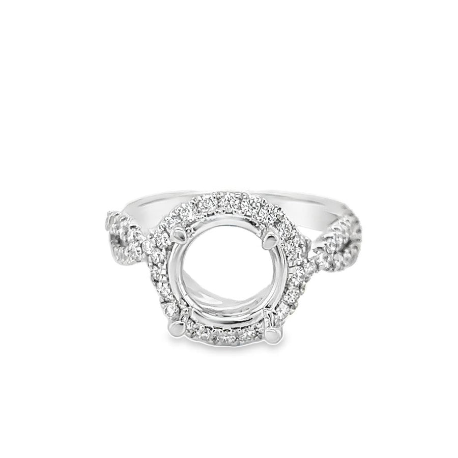 Nelson Lady's White 18 Karat Diamond Twist Halo Ring Mounting