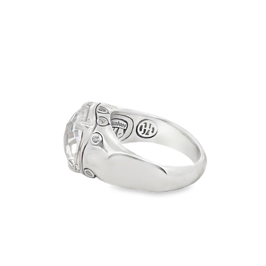 John Hardy Batu Bamboo Cushion White Topaz Ring