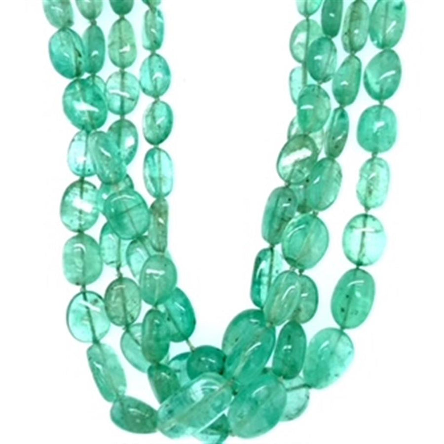 Estate Four-strand Emerald Bead Necklace