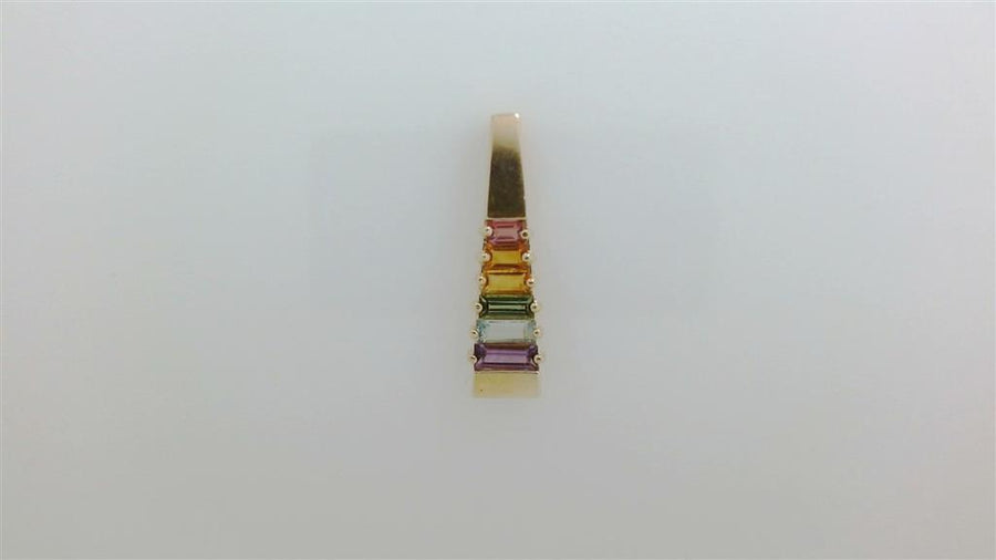 Yellow 14 Karat 23.85mm Graduated East To West Multi-Color Gemstone Py