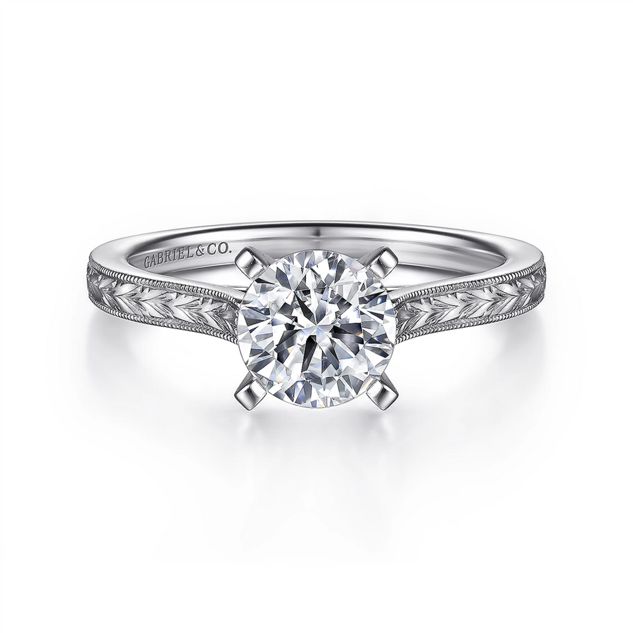 Gabriel & Co. Alma - Vintage Inspired Engraved Solitaire Engagement Ring Mounting
