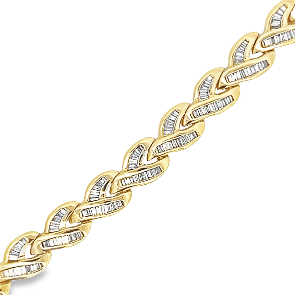 Estate Interlocking Baguette Diamond Bracelet