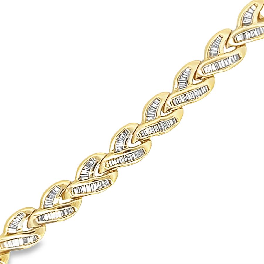 Estate Interlocking Baguette Diamond Bracelet