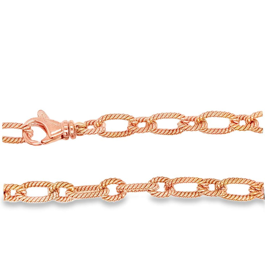 Rose 14 Karat 10.6X6.5 And 5.6X7.10mm Rope Oval Link Chain Necklace Wi