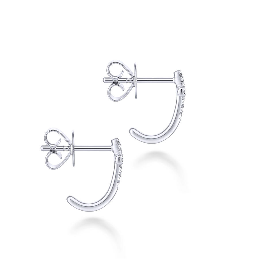 Gabriel & Co. Fashion 14K White Gold J Curve Diamond Cross Stud Earrings