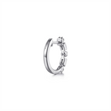 Lady's White 14 Karat Alternating Bezel And Prong Set Huggie Hoop Earr