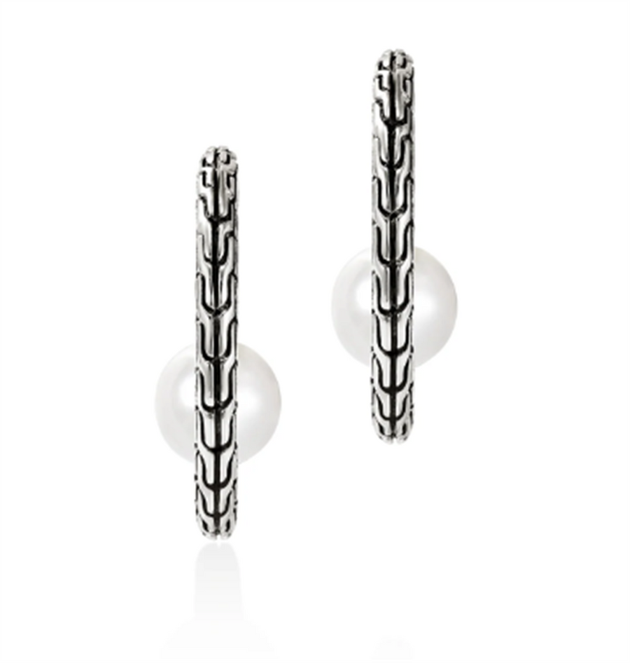 John Hardy Essentials Pearl Hoop Earrings