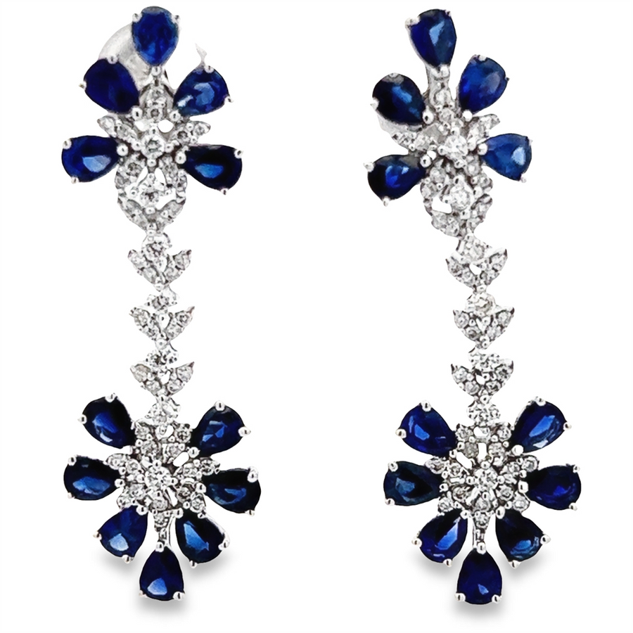 Estate Sapphire & Diamond Drop Earrings