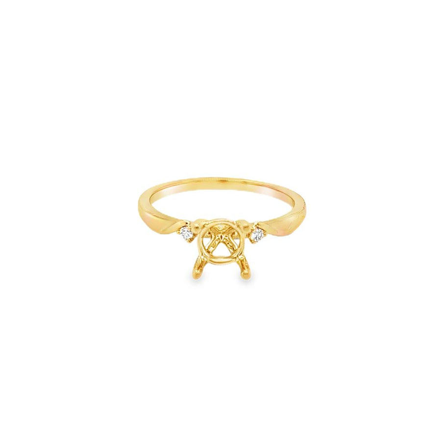 Lady's Yellow 14 Karat Twist Wedding Set Ring Size 6.5 With 3 = 0.05TW