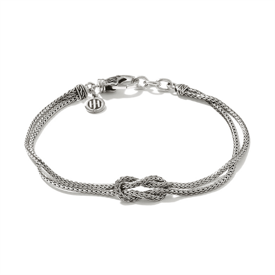 John Hardy Classic Chain Silver Manah 1.8mm Chain Double Row Bracelet with Lobster Clasp