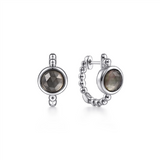 Gabriel & Co. Silver Sterling Silver 15mm Rock Crystal and Black Mother of Pearl Huggies