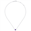 Gabriel & Co. Fashion 14K White Gold Round Amethyst and Diamond Halo Pendant Necklace