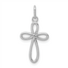 14 Karat White Gold Polished Small Ribbon Cross Pendant