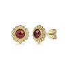 Gabriel & Co. Fashion 14K Yellow Gold Diamond And Garnet Bujukan Stud Earrings