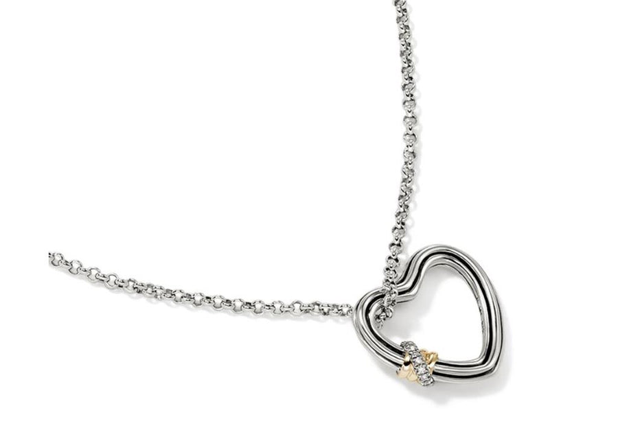 John Hardy Two-Tone Sterling Silver And 14 Karat Yellow Gold Bamboo Heart Necklace