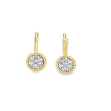 Lady's Yellow 14 Karat Omega Back Drop Cluster Earrings 14 = 0.428tw R