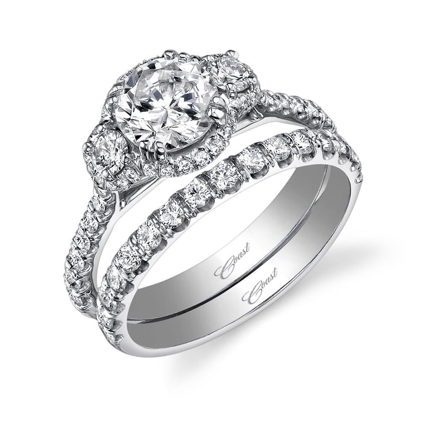 Coast Diamond 3 Stone Halo Ring Mounting