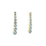 Yellow 14 Karat 46.50mm Elongated Graduated Bezel Set Swiss Blue Topaz