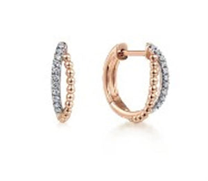 Lady's Rosé 14 Karat Bujukan Earrings With = 0.11TW Round H SI2 Diamon