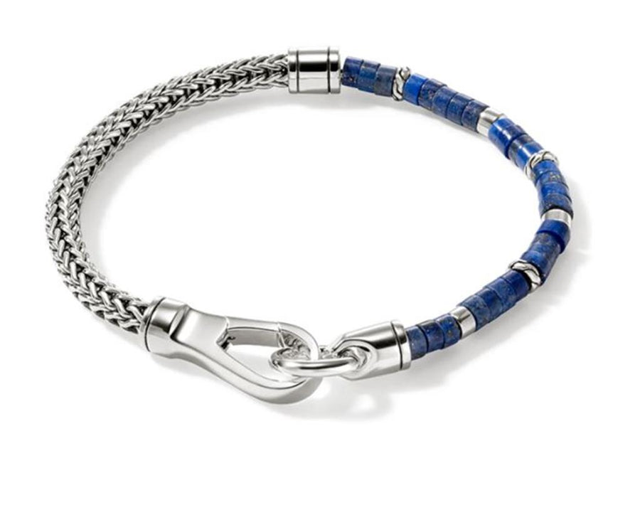 John Hardy Sterling Silver 4.5mm Lapis Lazuli Heishi Bracelet