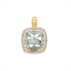 Square Prasiolite & Diamond  Pendant