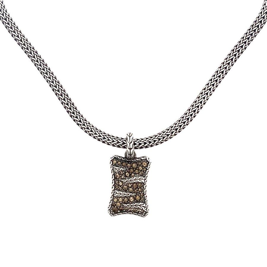 John Hardy Smoky Quartz Dog Tag Necklace
