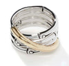 John Hardy 18 Karat Yellow Gold and Sterling Silver Bamboo Crossover Ring