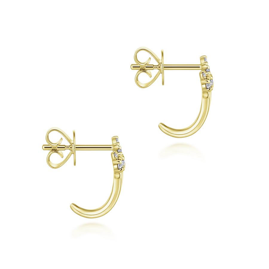 Gabriel & Co. Fashion 14K Yellow Gold Three Row Diamond Tip Stud Earrings