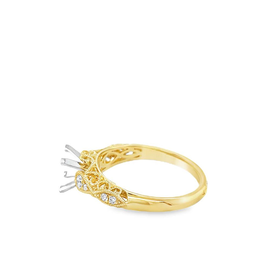 Nelson Two-Tone Milgrain Filigree Gallery Engagement Ring Mounting