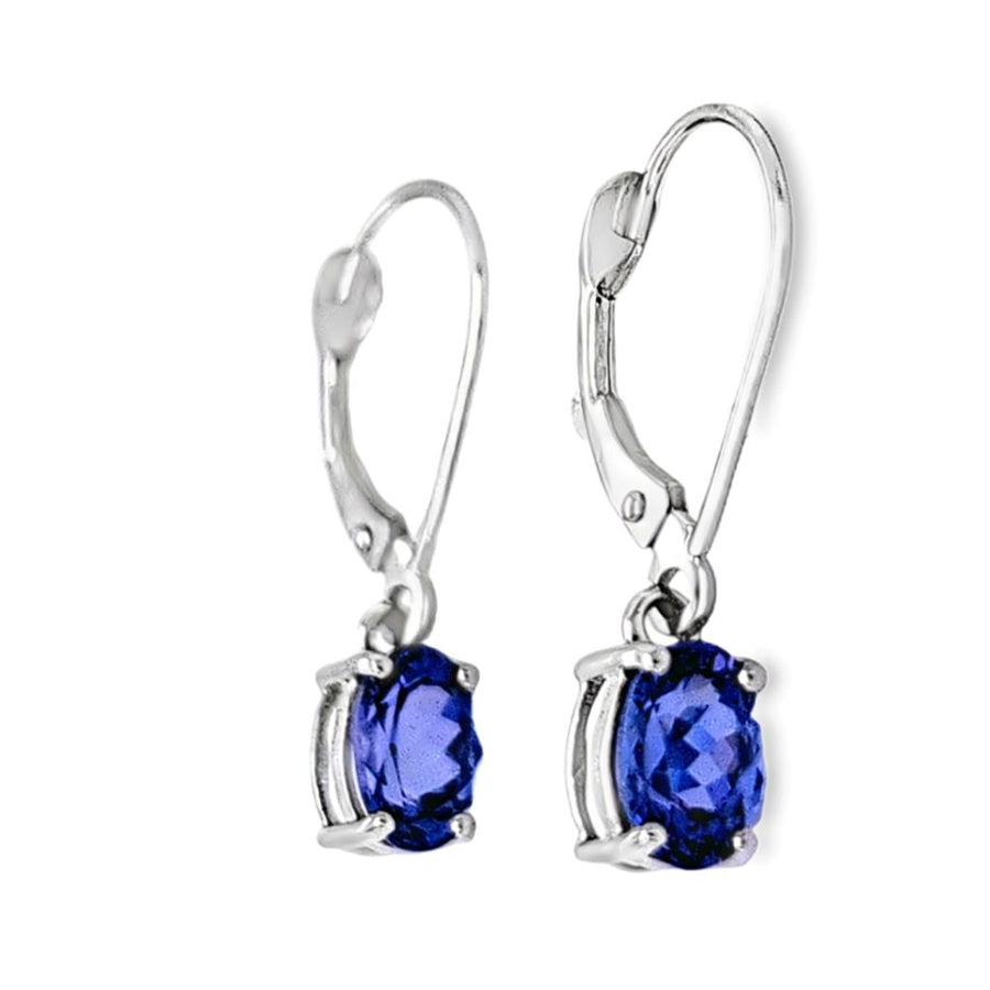 Lady's White 14 Karat 4 Prong Basket Dangle Leverback Earrings With 2