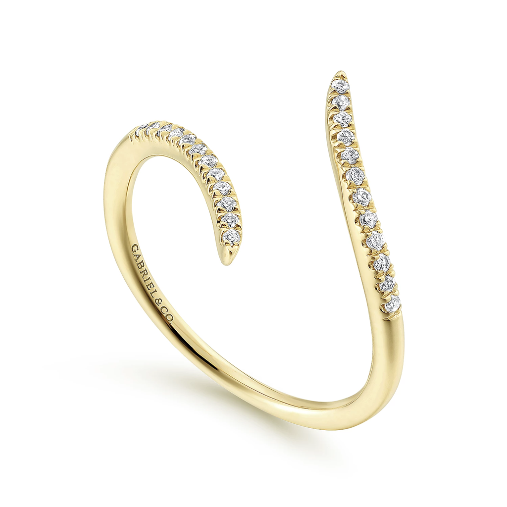 Gabriel & Co. Fashion 14K Yellow Gold Open Wrap Bypass Diamond Ring