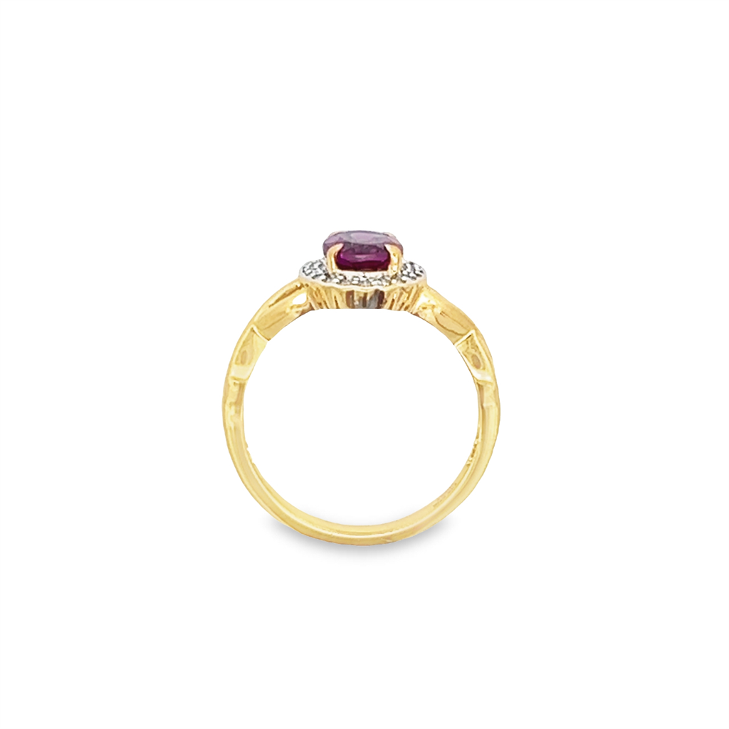 Estate Purple Garnet & Diamond Ring