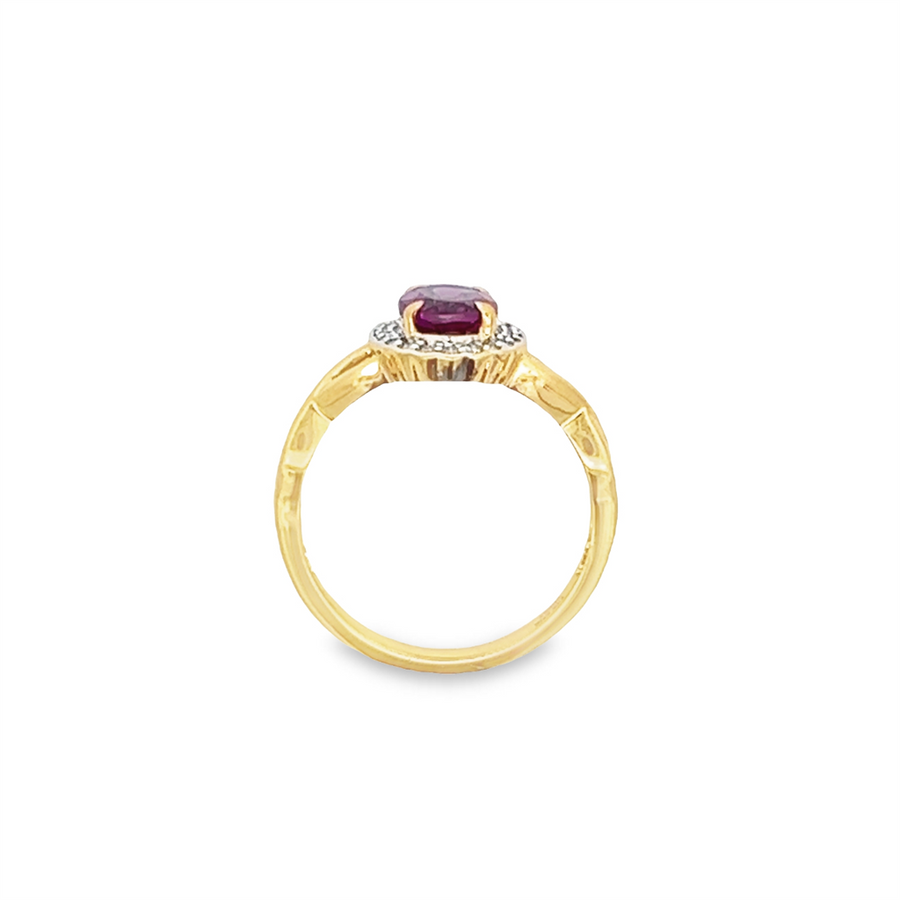 Estate Purple Garnet & Diamond Ring