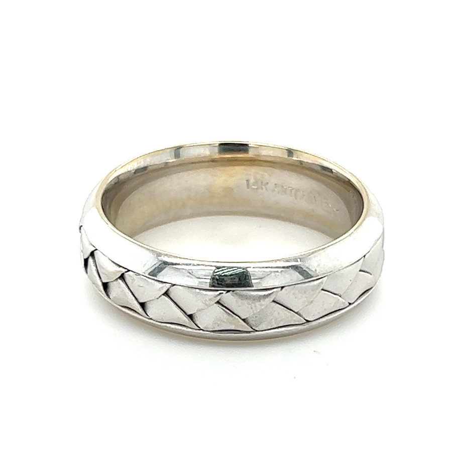 White 14 Karat 7mm Woven Gold Band