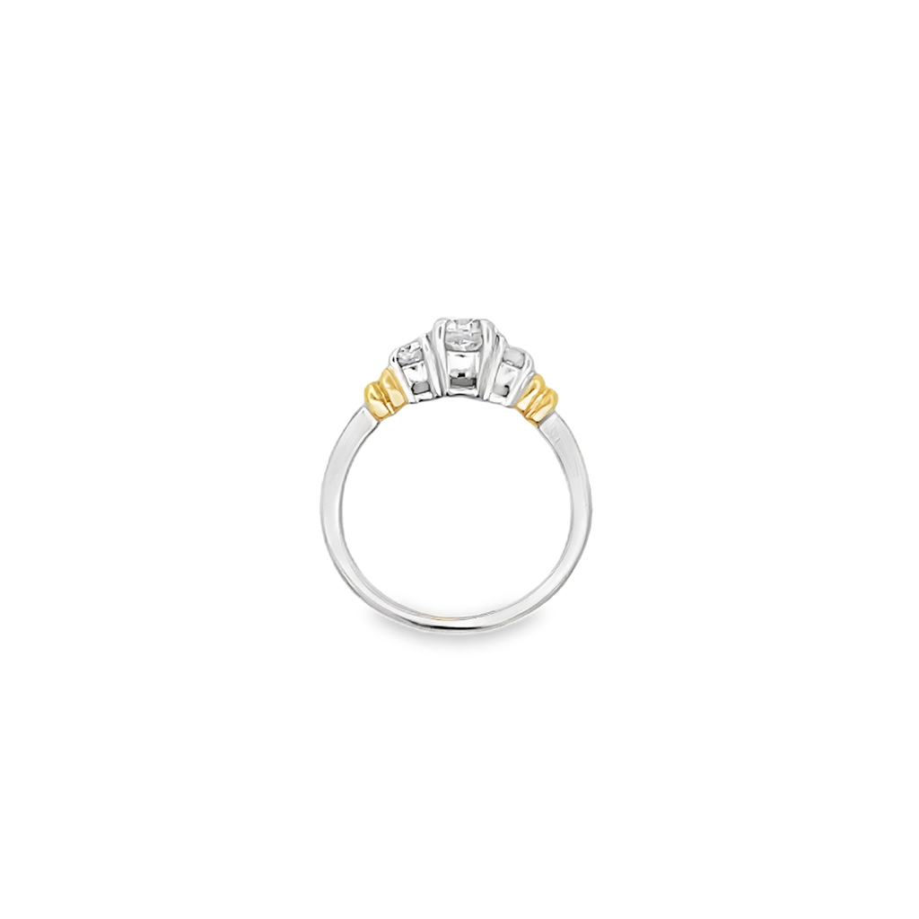 3 Stones Two Tone Engagement Ring