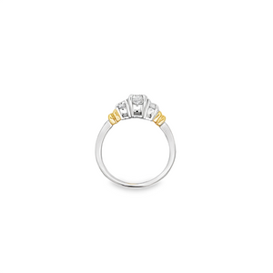 3 Stones Two Tone Engagement Ring