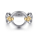 Two-Tone Sterling Silver/14K Yellow Gold Bujukan Round Link Chain Ring