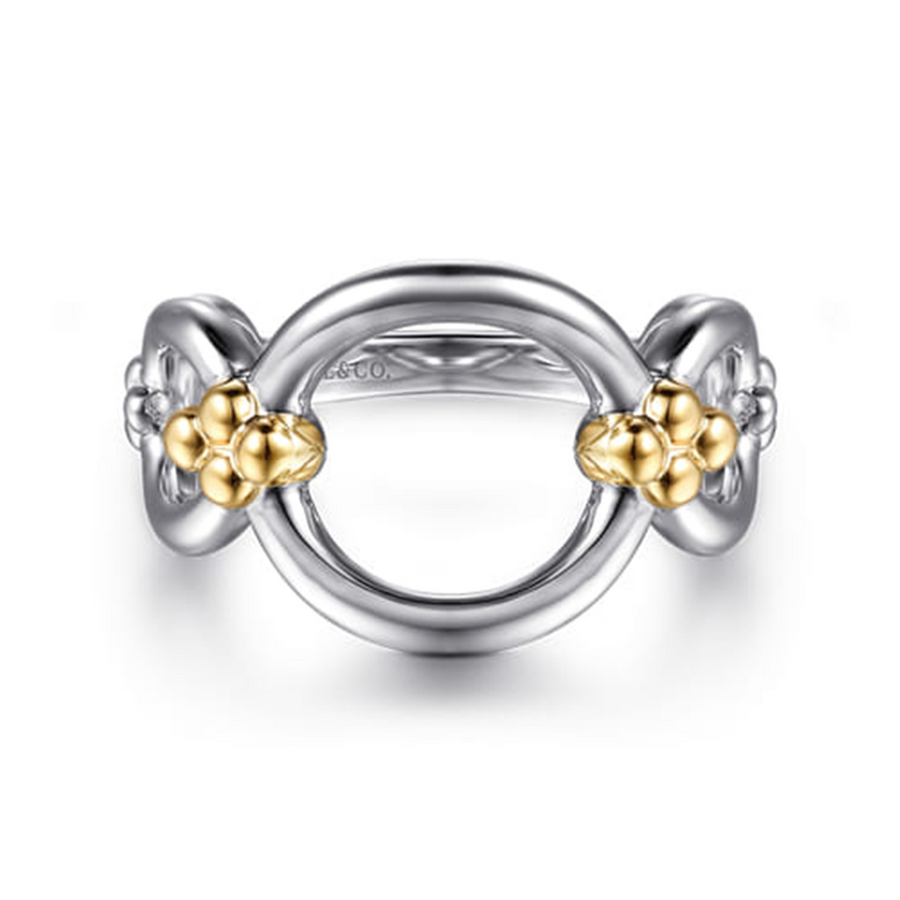 Two-Tone Sterling Silver/14K Yellow Gold Bujukan Round Link Chain Ring