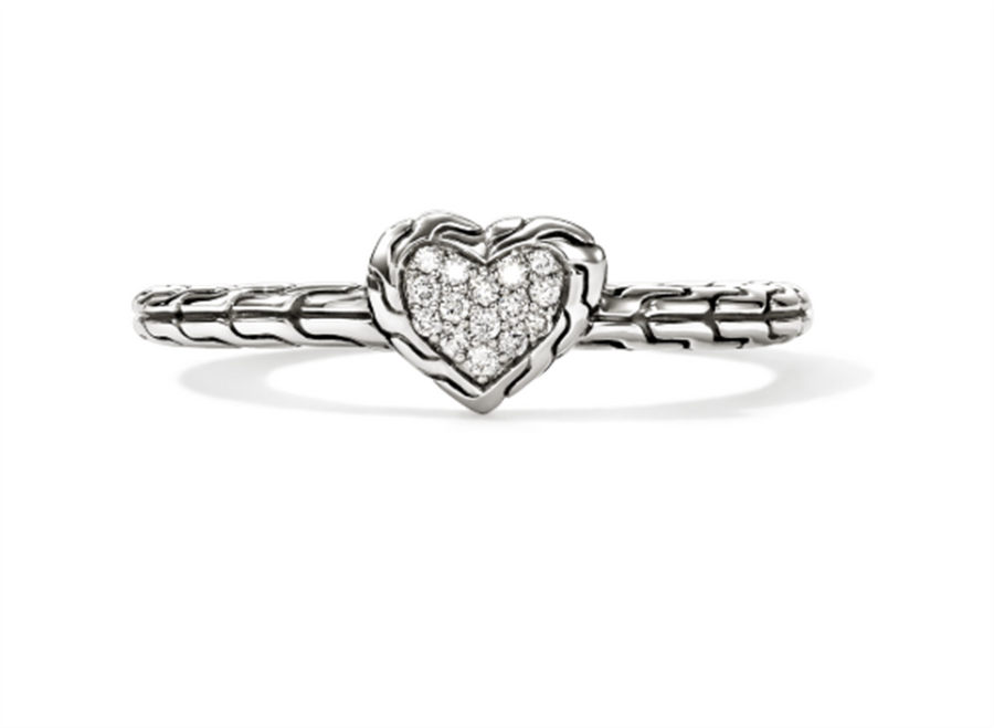 White Sterling Silver Heart John Hardy 15 = 0.07TWT Round Diamonds Jew