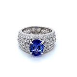 Estate Tanzanite and Diamond Wide Filigree Fashion Ring