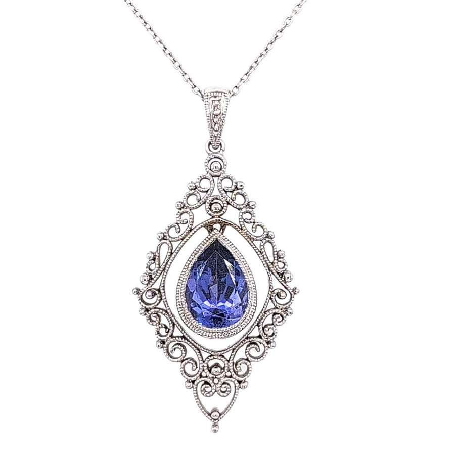 Lady's White 14 Karat Filigree/Milgrain Antique Style Pendants With On