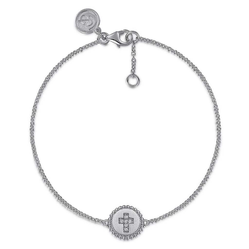 Gabriel & Co. Fashion 925 Sterling Silver Diamond Bujukan Cross Bracelet
