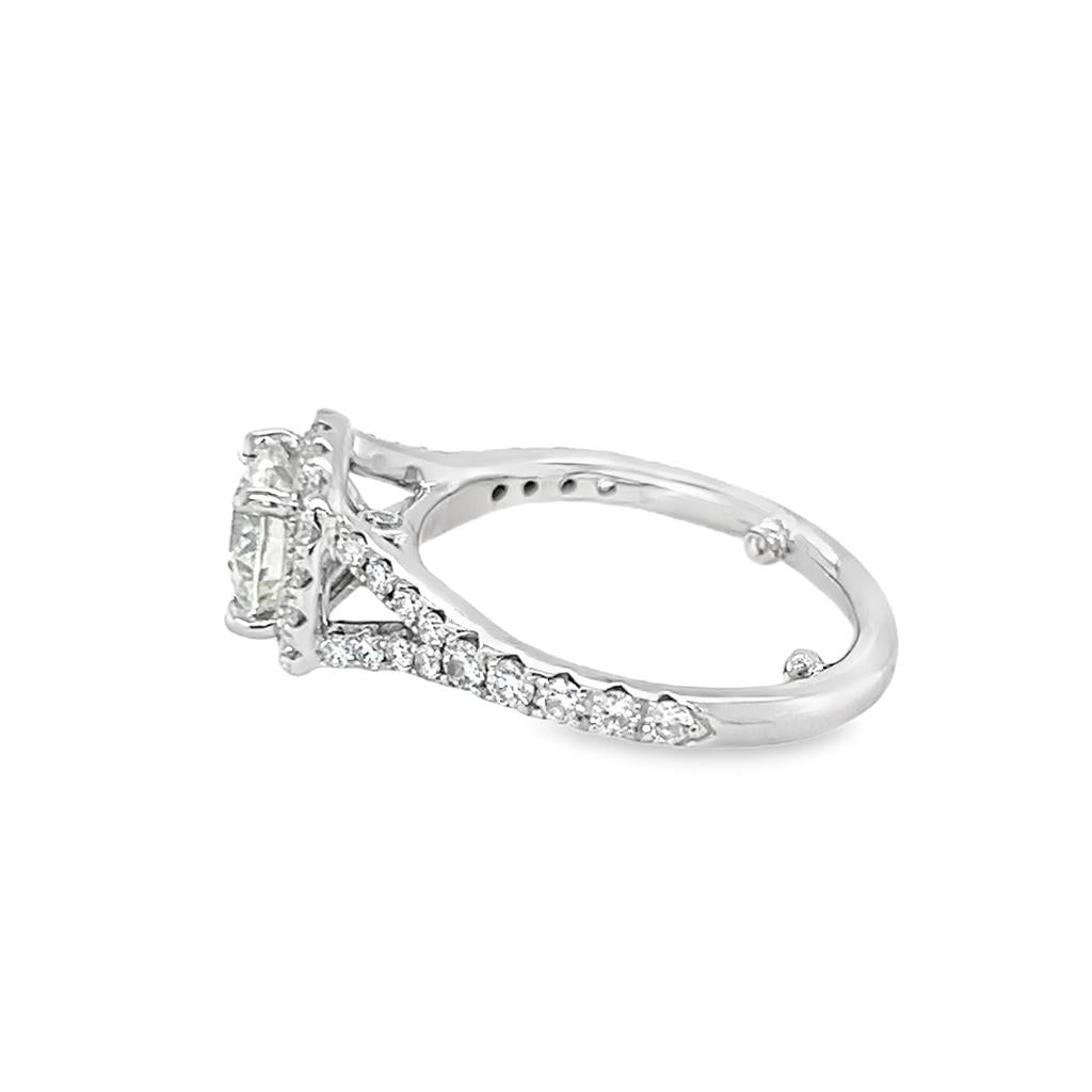 Estate Cushion Halo Split Shank Engagement Ring