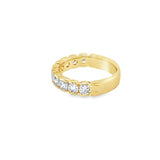 Yellow 14 Karat 4mm Half Bezel Diamond Band Estate Jewelry Size 4 With